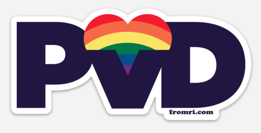 Providence PVD rainbow heart sticker
